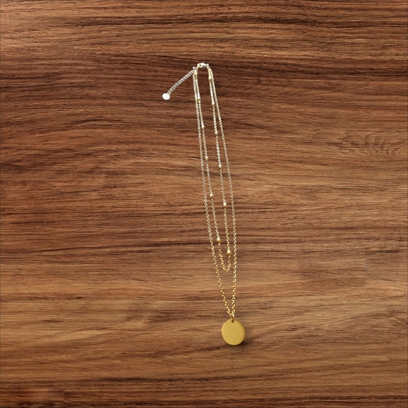 S Steel Jewelry - Elegant Gold Pendant Necklace Stamped S Steel 18"